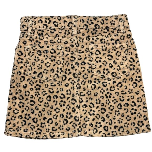 NEW Girls Cat And Jack Leopard Print Corduroy Tan & Black Mini Skirt Size 6/6X - Picture 2 of 8